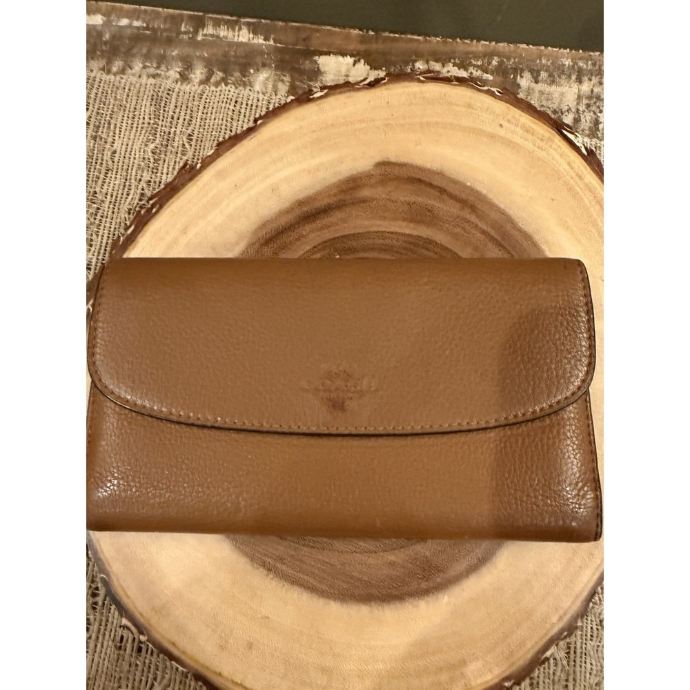 Vintage Coach Brown Pebble Leather Continental Trifold Wallet Credit Card